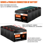 Комплект 3 бр. литиеви батерии LiFePO4 GSIKE 12V 100Ah с BMS