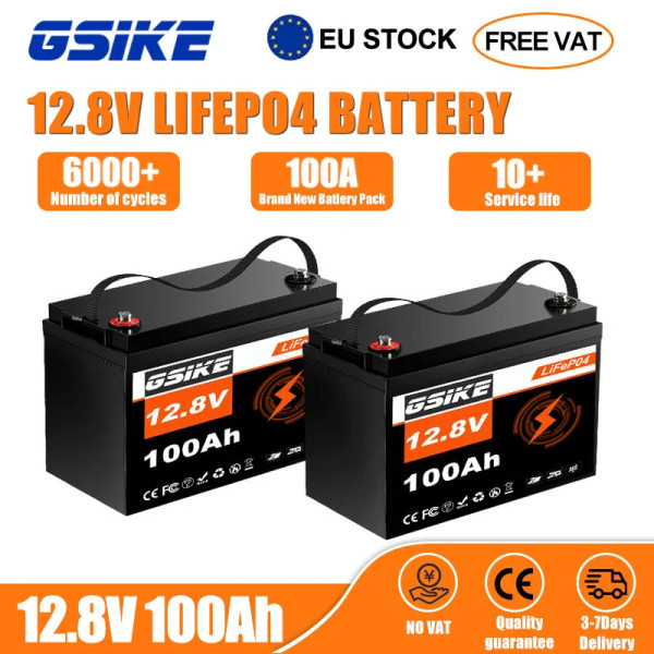 Комплект 3 бр. литиеви батерии LiFePO4 GSIKE 12V 100Ah с BMS