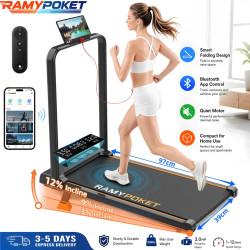RAMYPOKET Сгъваема бягаща пътека с наклон 9%, 2.5 HP и LED дисплей
