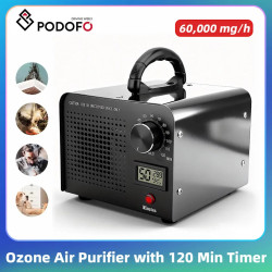 Озонатор Podofo 60000 mg/h, Промишлен озонов генератор с 120-минутен таймер и дисплей (EU щепсел)