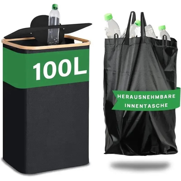 Сгъваем кош за рециклиране и съхранение 100L