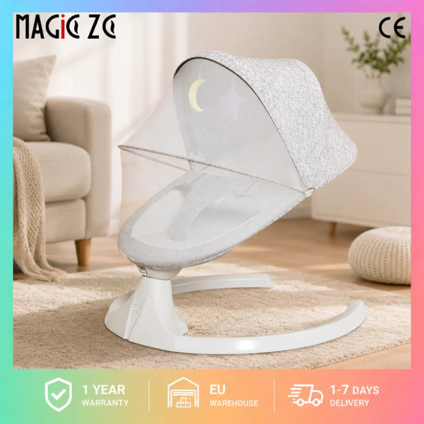 Електрическа бебешка люлка и шезлонг с Bluetooth и сенник