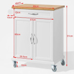 Мобилен кухненски шкаф количка за сервиране и приготвяне на храна с плот от бамбук