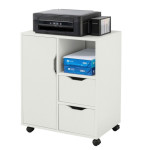 Подвижен шкаф на колелца маса за принтер с една врата, две чекмеджета и   регулируем вътрешен рафт.