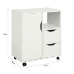 Подвижен шкаф на колелца маса за принтер с едн врата, две чекмеджета и   регулируем вътрешен рафт.