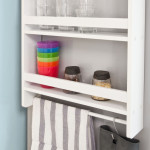 Висящ рафт тип кухненски шкаф за хладилник с 3 плота, пръчка + 5 метални куки за закачване 