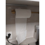 Стоманена стойка държач за хартиено руло с лесен монтаж чрез залепване или болтове подходящ за баня, кухня, килер