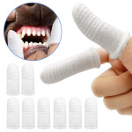 12бр. Антистрес памучни напръстници четки за зъби за куче или котка за лесно измиване на зъбите на домашни любимци.