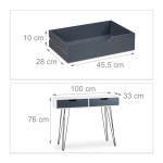 Стилно бяло дизайнерско бюро маса с метални крака и 2 сиви чекмеджета и достатъчно място за краката