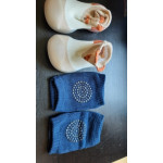 Бебешки чорапи наколенки проходилки предпазващи коляното при пълзене със силиконово покритие смайли против хлъзгане при пълзене