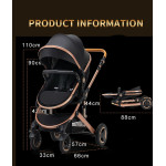 Стабилна бебешка количка 2 в 1 кош със сменяем наклон + обезопасяващо столче за кола, алуминиева рамка, амортисьори, подвижна дръжка, козирка, сменяемо покривало