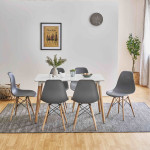 Дизайнерски стол в нордик стил, комплект от 6 бр. скандинавски стил кухненски столове изработени от дърво, метал и пластмаса