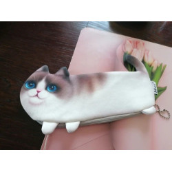 Забавен несисер котка, калъфче за химикали чантичка с цип за материали с формата на реалистична симпатична котка