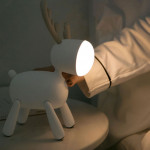 Уникална дизайнерска нощна лампа еленче, безжична лампа със зареждаща се батерия във формата на елен с рога 3 степени на яркост