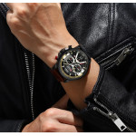 Масивен мъжки хронограф, спортно елегантен часовник с ефектен дизайн, който ще стои стабилно на ръката ви
