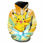 Цялостно принтиран пълноцветен суичър Pikachu, блуза с качулка със симпатичните герои от филма Pokemon блузи за деца, мъже и жени 