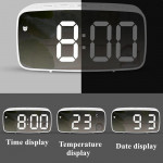 Лед часовник в различни цветове с огледално покритие и големи светещи цифри показващи час, дата, температура с гласов контрол