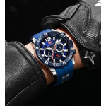 Стилен мъжки часовник хронограф със силиконова каишка, масивен и много ефектен вид в 6 различни разцветки, водоустойчив