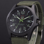 Мъжки часовник с изчистен дизай военен стил, с текстилна каишка и 5 страхотни цвята воийнишко зелено, черно, бяло, синьо, кафяво