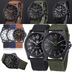 Мъжки часовник с изчистен дизай военен стил, с текстилна каишка и 5 страхотни цвята воийнишко зелено, черно, бяло, синьо, кафяво