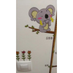 Самозалепващ метър за врата или стена с сладки животни слонче, коала, лъвче, маймунка и сова, от 70см до 170см
