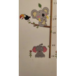 Самозалепващ метър за врата или стена с сладки животни слонче, коала, лъвче, маймунка и сова, от 70см до 170см