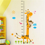 Цветен стикер за стена Жираф за измерване ръста на деца, метър за дете, за лесна и забавна проверка на височината на детето