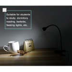 Портативна настолна мини ЛЕД LED лампа за четене или работа, подходяща за ученици, деца, четене, с 1м USB кабел и удобна щипка за захващане