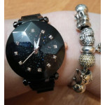 Блестящ дамски часовник с циферблат наподобяващ звездно небе и метална плетена каишка с магнитно закопчаване избор от 6 цвята