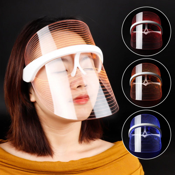 3 в 1 LED маска за лице с 3 вида лед светлини, против бръчки , против акне и против тъмни петна по кожата.