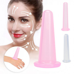 Комплект 2бр силиконови вакуумни вендузи чашки за анти ейдж масаж на лицето и антицелулитен масаж на тялото