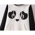 Симпатична блуза с качулка панда, горнище стил хараджуку, пимпони наподобяващи уши на панда
