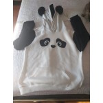 Симпатична блуза с качулка панда, горнище стил хараджуку, пимпони наподобяващи уши на панда