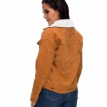 Късо джинсово яке с мека и пухкава подплата имитация на овча вълна, бомбър яке с джобове за есенно-зимно с избор от 4 цвята