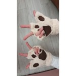 Пухкави плюшени ръкавици без пръсти във формат на котешка лапичка или лапа на мече, меки и топли за зимата