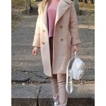 Топло дамско вълнено палто със стилен дизайн подходящо за есента и зимата и дължина над коленете