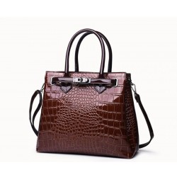 Луксозна дамска чанта имитация на кожа от алигатор с презрамка за рамо, голям обем, високо качество и избор от 3 цвята