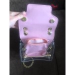 Малка дамска прозрачна чанта клъч бег чантичка с презрамка верига, с вътрешно непрозрачно отделение и избор от 3 цвята
