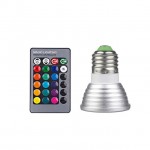 Цветна RGB затъмняваща LED крушка с дистанционно управление с за смяна на 16 различни цветове и режима на работа