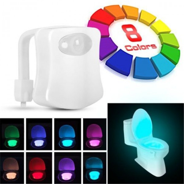 ЛЕД LED лампа за тоалетна чиния или баня с 8 сменящи се цвята и сензор за движение