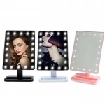 Елегантно козметично огледало със стойка за бюро с 22 ЛЕД  лампички