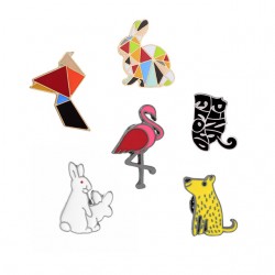 Креативни геометрични брошки значки изберете 1 значка от 7 вида в разнообразни форми на заек, фламинго, куче, птица