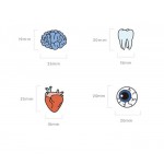 Комплект от 4 бр метални значки с разнообразни форми на части от тялото: мозък, око, зъб, сърце