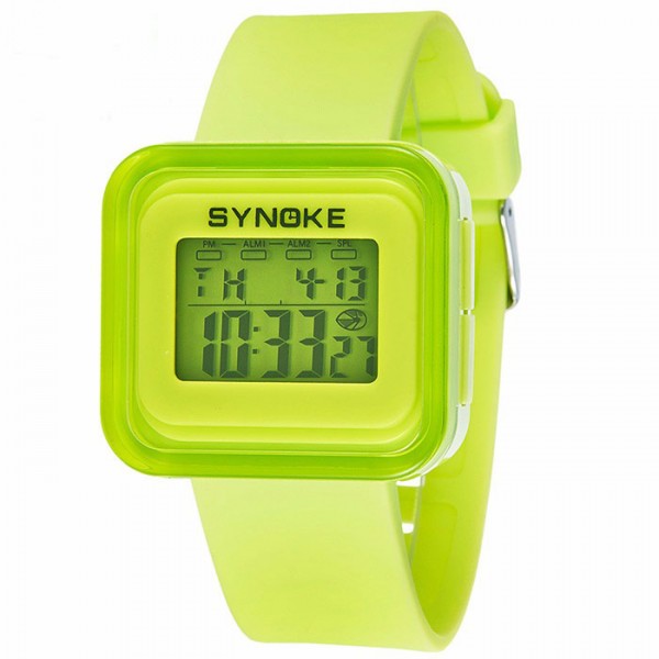 Цветен дигитален ръчен часовник от със силиконова каишка в 4 различни цвята